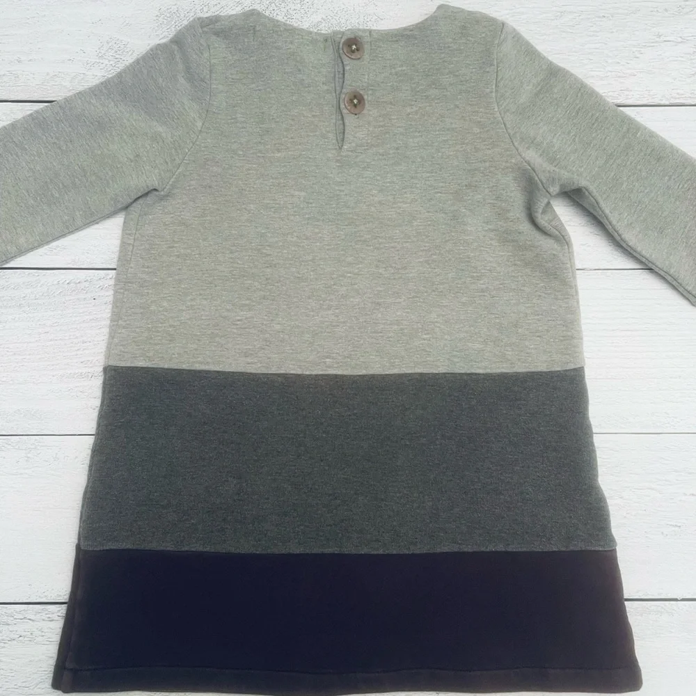 Morgan & Milo Girls 100% Cotton Gray Stripe Dress Size 5 - Picture 7 of 8